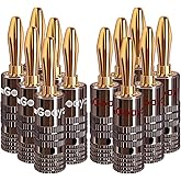 Goaycer Banana Plugs for Speaker Wire - 24K Gold Plated Banana Adapter Connector(6 Pairs/12 pcs)
