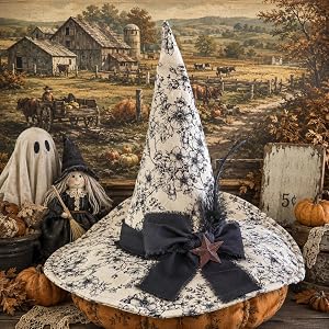 Primitive Rustic Witch Hat Halloween Costume Women Wizard Hat Accessory | Elegant Floral Witch Costume Hat Halloween Accessor