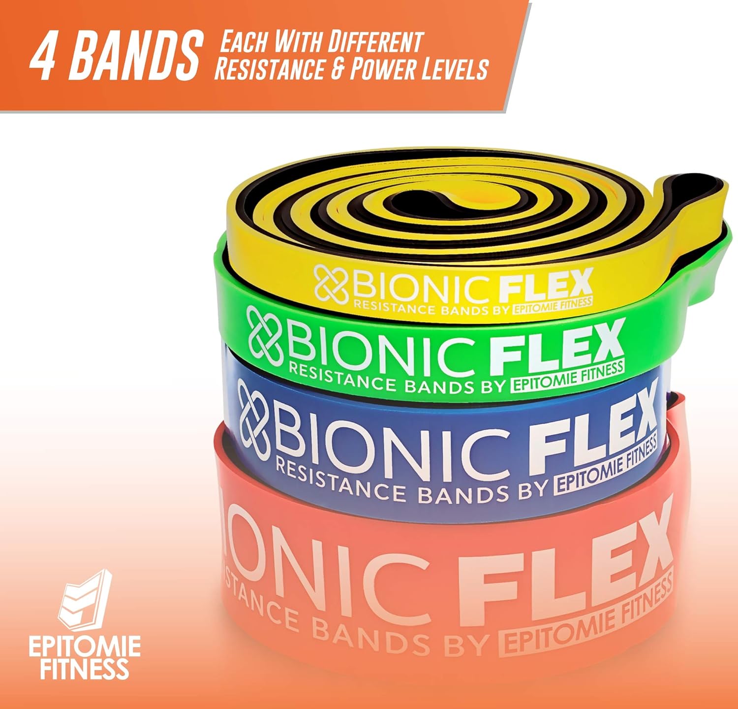Epitomie Fitness Bionic Flex Pull Up Assistance Band – Premium Dual Layer Pull Up Assist Bands for Strength Training Exercise, Physical Therapy, Powerlifting, Stretching – Set of 4 Resistance Bands : Sports & Outdoors
