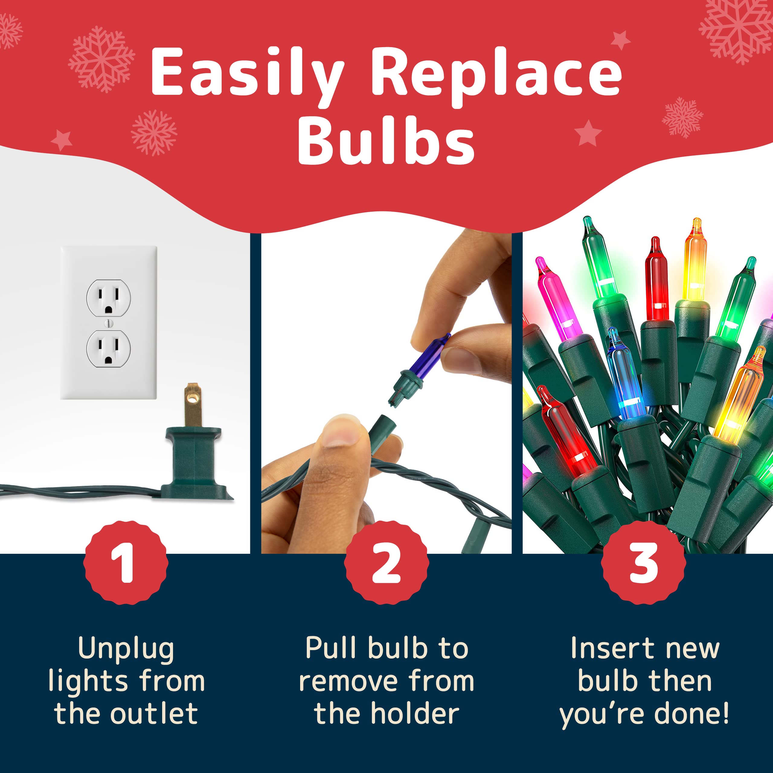 PREXTEX Christmas String Lights with Green Wire - 100 Count, 20 Ft Multicolored Christmas Tree Lights for Xmas Decorations Indoor and Outdoor - Warm Fairy String, Ideal for Patios, Fences, Holidays