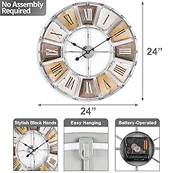 Sorbus Decorative Large 24-Inch Wall Clock for
