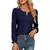 Blooming Jelly Womens Tops Dressy Casual Long Sleeve Shirts V Neck Chiffon Blouses Fall Outfits for Women 2025