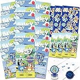Bluey Birthday Party Favor Set - Bundle with 24 Bluey Activity Packs | Mini Sketch Book, Stickers, and Stamper | Blue Party Supplies
