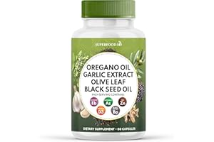 Superfood MD Oregano Oil Garlic Extract Olive Leaf Black Seed Oil Astragalus- for Women and Men- 60 Count