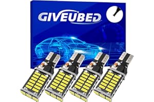 GIVEUBED Upgrade T15 LED Bulb Extremely Bright 921 LED Bulb,1200 Lumen NO-polarity 921 912 T15 W16W LED Bulb 30-SMD 4014 Chips CANBUS Error Free for Backup Reverse Lights, 6000K Xenon White (Pack of 4)