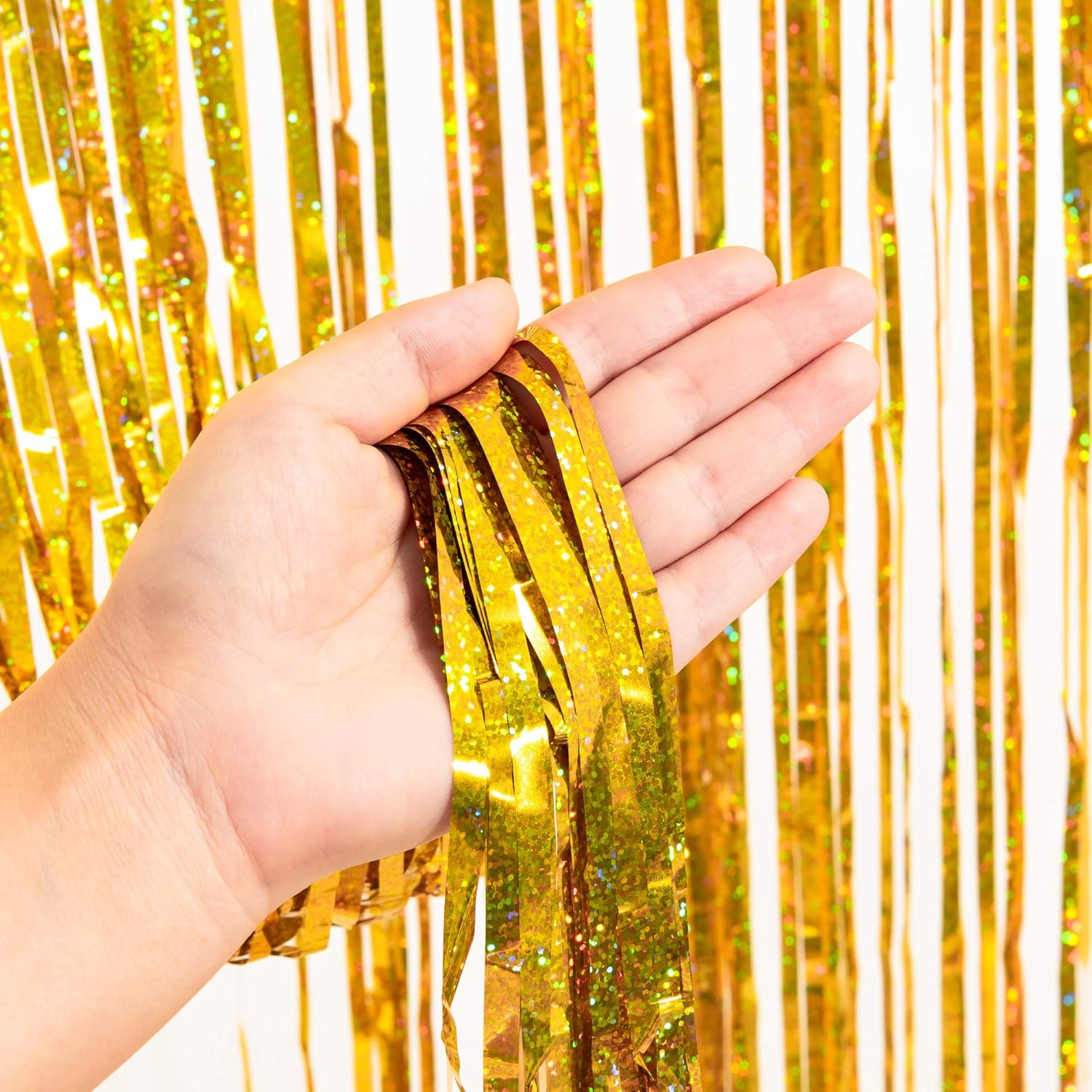 Gold Fringe Curtain Tinsel Backdrop - Image 4