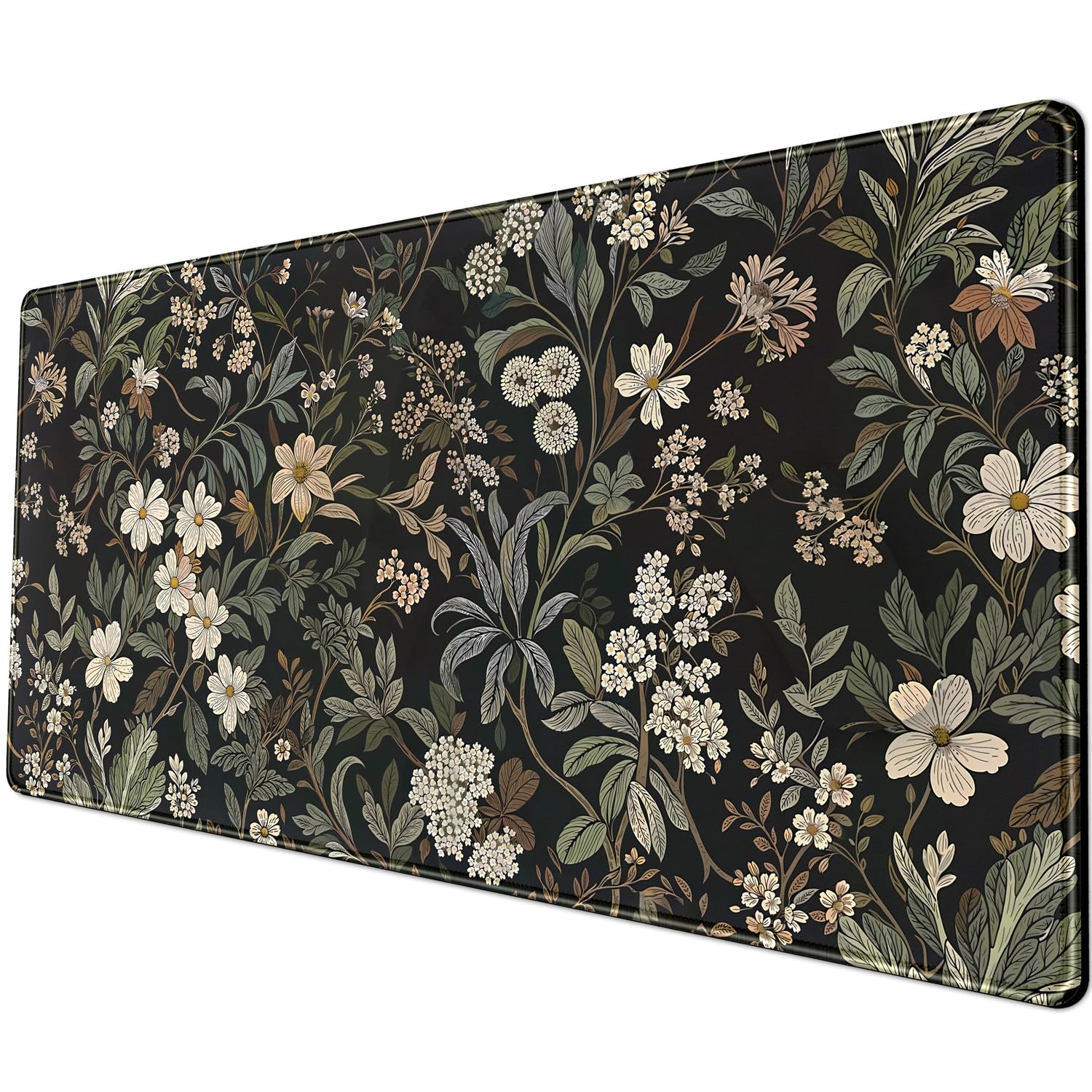 Floral Desk Pad Leaves Vintage Aesthetic Desk Mouse