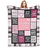 ANSTING Sister Gifts, Sister Blanket Gift from Sis, Valentines Mothers Day Birthday Graduation Present for Sisters Adult Soft Throw Blanket Gift 50"x60"
