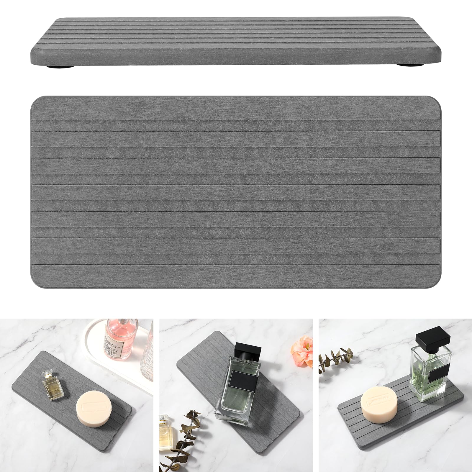 Tyqour Diatomite Dish Drying Mat for Sink Tray, Absorbent and Soap Tray for Counter - 8.07" x 3.78", 1 Pcs