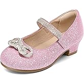 K KomForme Girls Dress Shoes Princess Bow Flats with Rhinestone for Wedding Party, Toddler/Little Kid/Big Kid