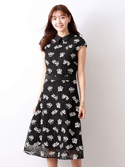Amazon アマカ Amaca Collectionfloral Laceワンピース 38 ブラック ワンピース チュニック 通販