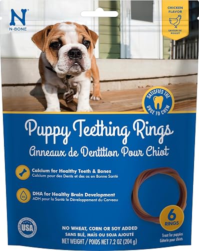 N-Bone anillo de dentición para cachorros, sabor pollo, 6 anillos — Mascotas