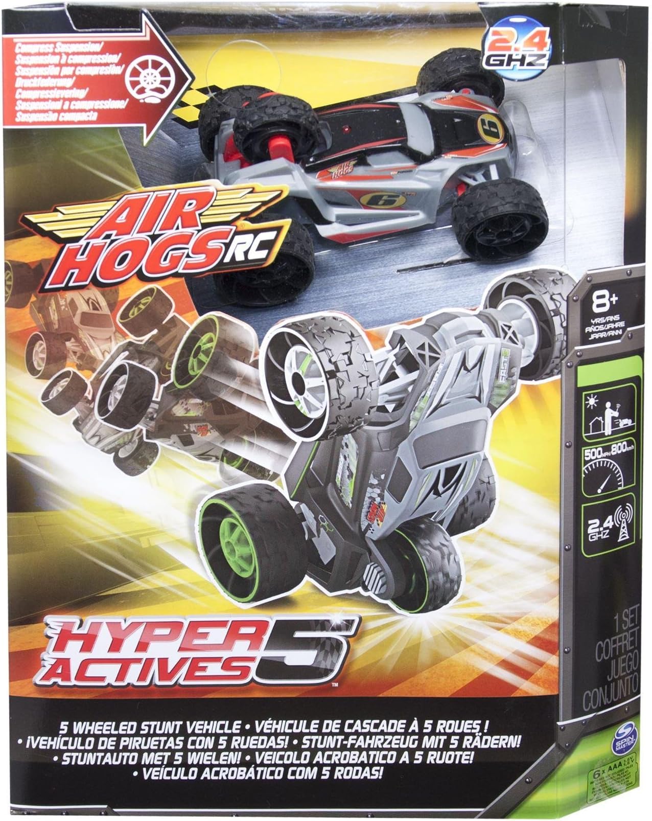 Air Hogs RC Hyper Actives 5 - 5 Wheeled 2.4 GHZ RC Stunt Vehicle - Grey