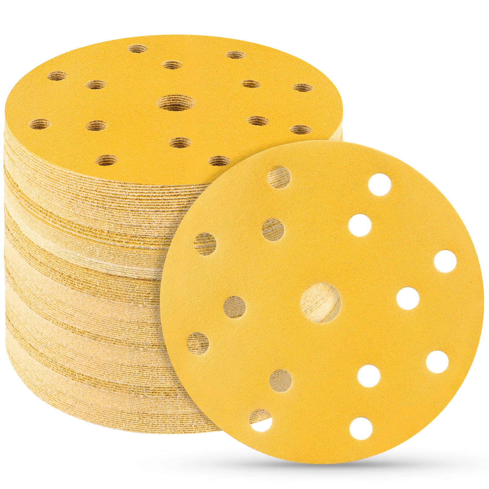 STEBRUAM 50pcs 150mm Sanding Discs,180 Grit 6 inch 15 Holes Hook and Loop Sanding Pads for Random Orbital Sander Pads and All Oscillating Tools