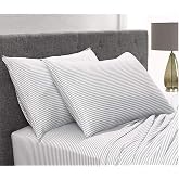 King Pillowcases by Pure Bamboo, Genuine 100% Organic Viscose Derived from Bamboo, Luxuriously Soft &amp; Cooling, Double Stitching, Envelope Closure (2 King Pillowcases, Stripes)