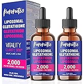 PureRootss Liposomal Glutathione Liquid Supplement (Pack of 2), 98% Absorption, with Vitamin C, L- Glutathione, 2 Fl Oz per Bottle
