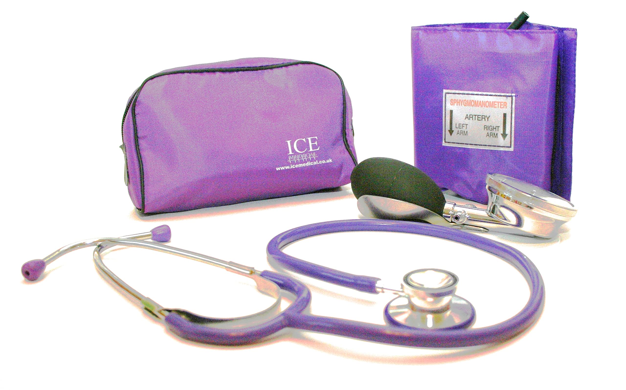 Aneroid Purple Sphygmomanometer with 1 Adult Cuff and Purple Stethoscope - Blood Pressure Monitor Kit