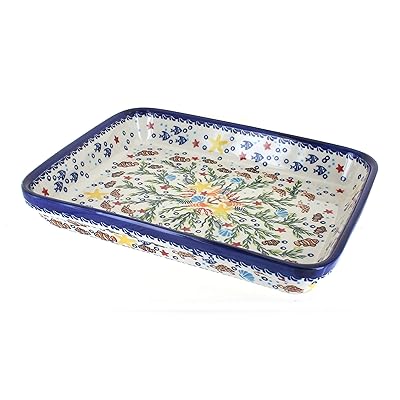 Blue Rose Polish Pottery Atlantis 大型 長方形 ベイカー Blue Rose Polish Po 並行輸入品 Blue Rose Polish Pottery Atlantis Dessert Plate -