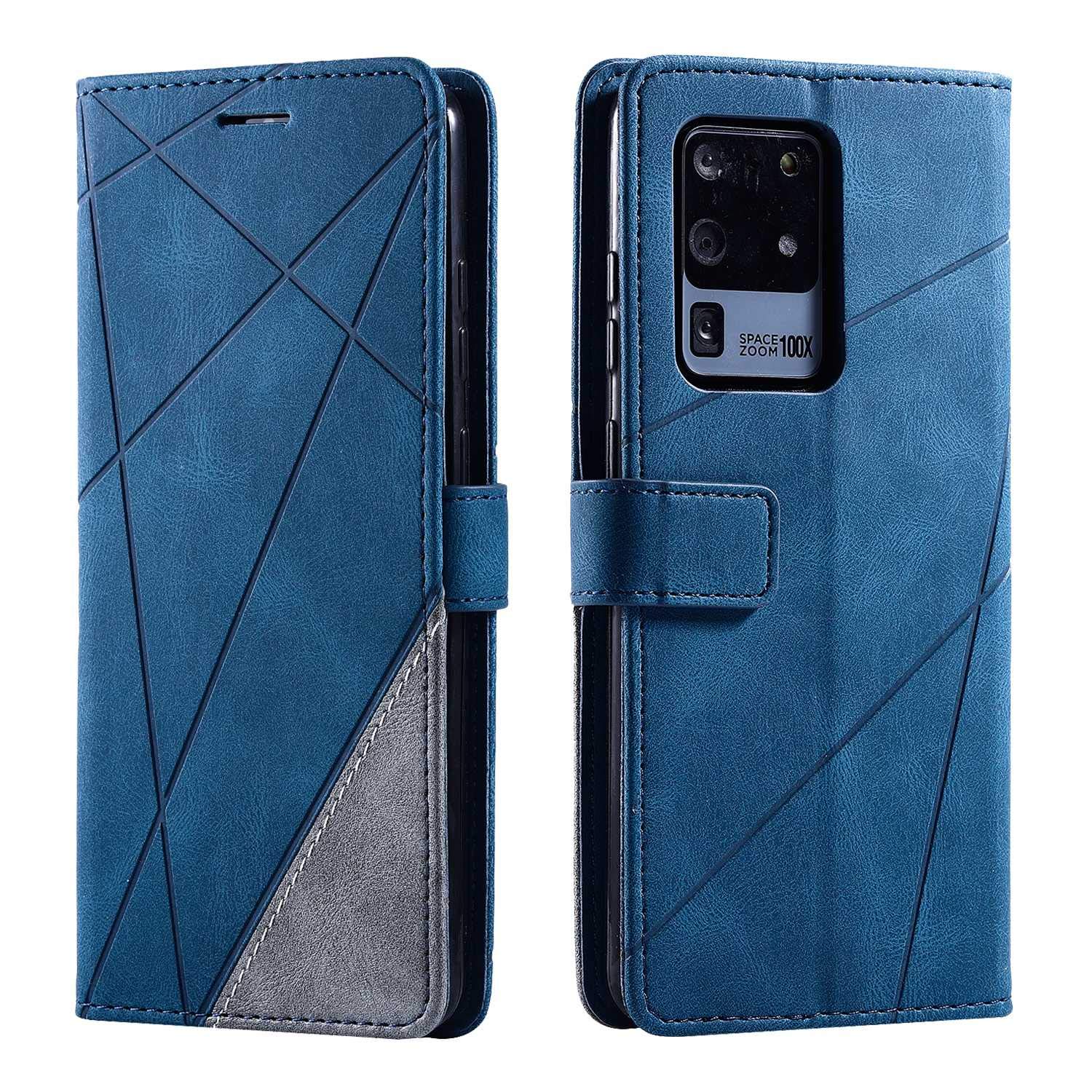 SONWO Case for Galaxy S20 Ultra Case, Premium Leather Flip Wallet Case Magnetic Closure Card Slots Kickstand Phone Case for Samsung Galaxy S20 Ultra, Blue
