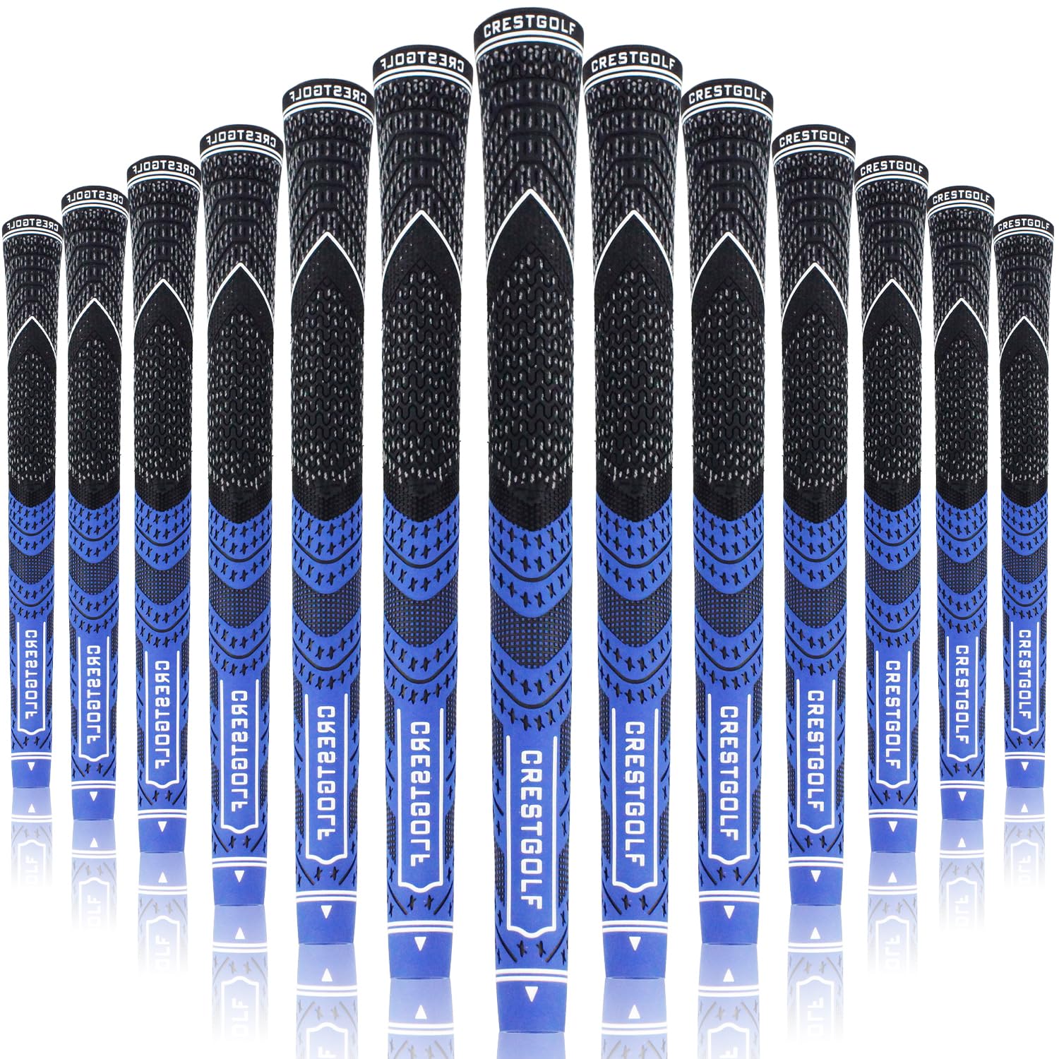 CRESTGOLF Updated Multi-Compound Golf Grips for Golf Clubs Set of 13,More Anti-Slip, Ecological Cotton Yarn Thread Technology, Midsize or standard size for you (Mid Size, DarkBlue)