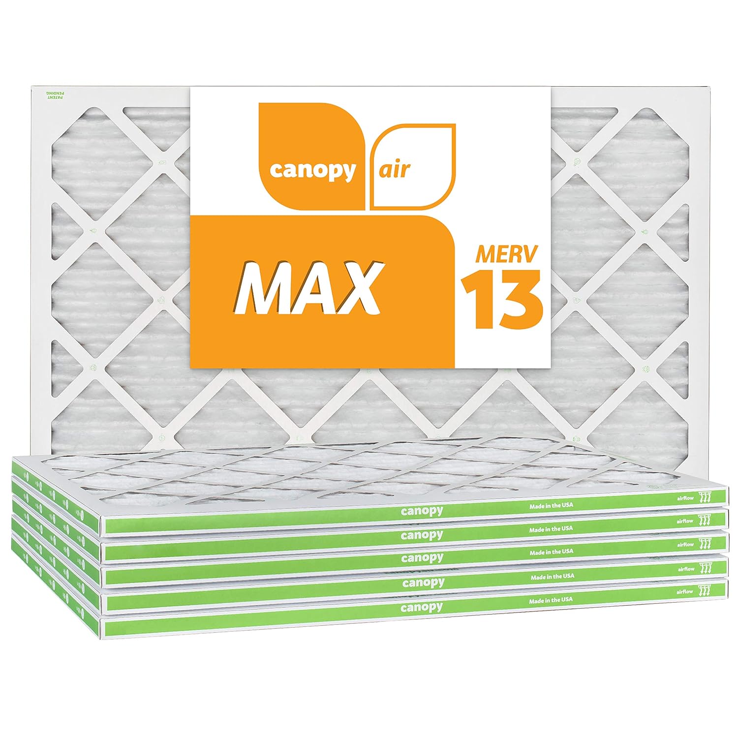 Canopy Air 16x25x1 MERV 13 15 1/2" x 24 1/2" x 3/4", 6-Pack MAX Allergen Protection Air Filter for a Healthy Home, Made in The USA