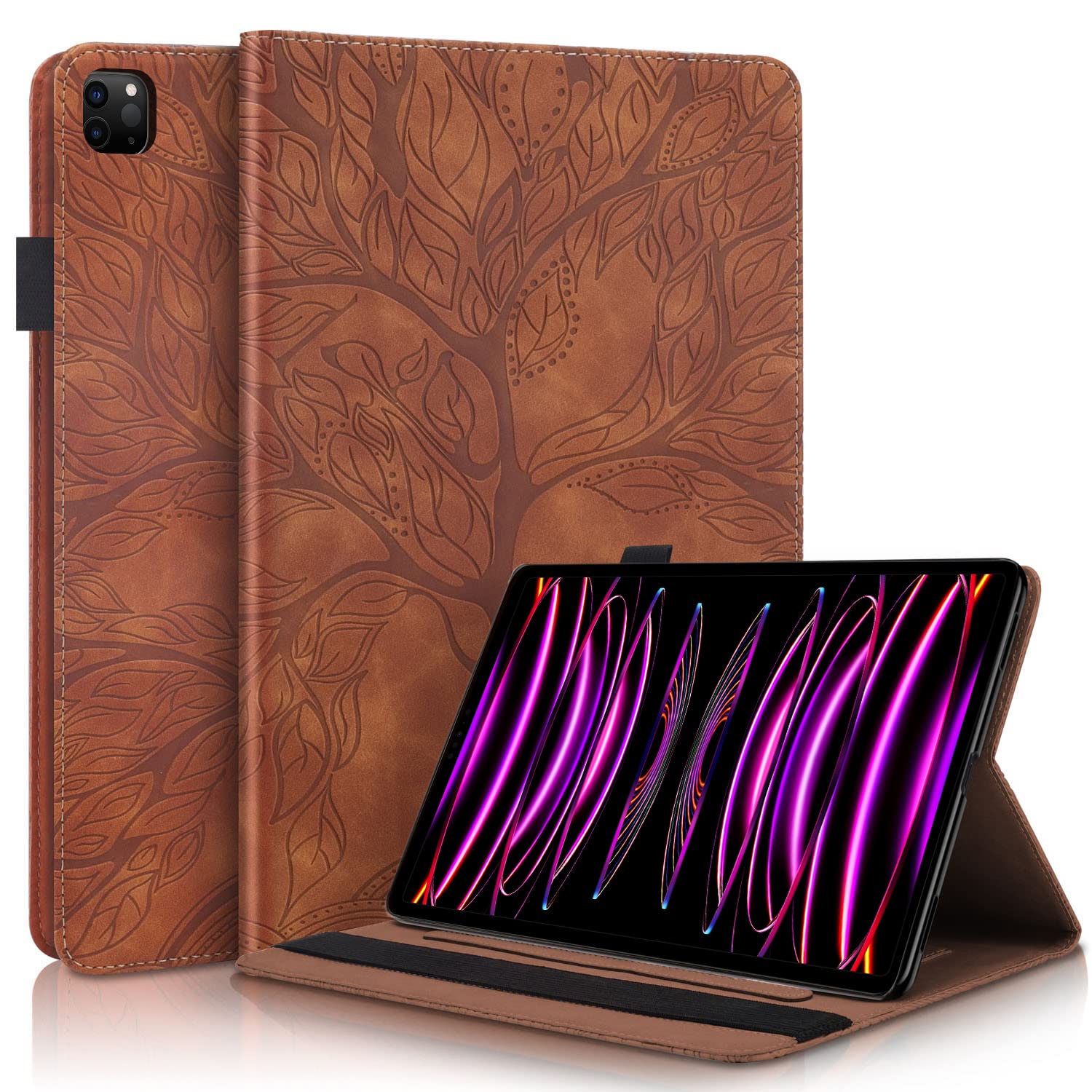 Succtopy Case for iPad Pro 12.9 6th/5th/4th/3rd Generation Folio Flip PU Leather Cover with Pen Holder Protective Tablet Case with Stand Function for iPad Pro 12.9 Inch 2022/2021/2020/2018 Brown