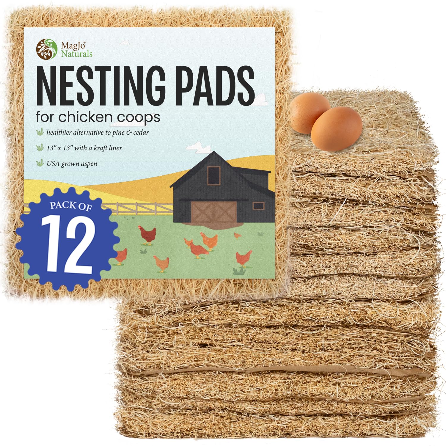 MagJo Premium Aspen 12 Pack Excelsior Nesting