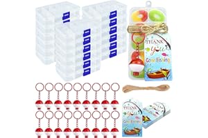 18 Sets Fishing Candy Little Tackle Boxes Party Favors with Thank You Cards Fish Float for Gone Fishing Theme Party Supplies