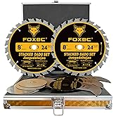 FOXBC 8" Carbide Stacking Dado Blade Set for SawStop, Jet, Dewalt, Bosch Saw - 14 Pieces