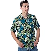 Star Wars Men's The Mandalorian Grogu Baby Yoda Leaves Hawaiian Button Up Shirt