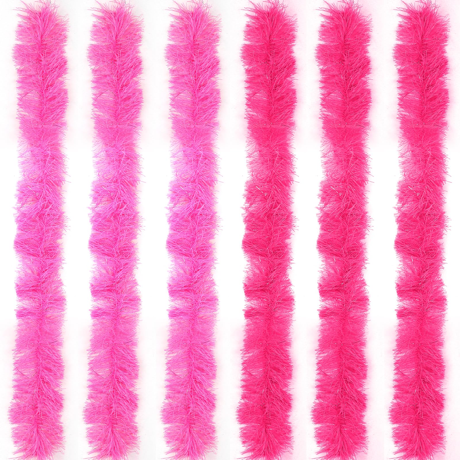 LACGO Pack of 6 Pink Feather Boas,Artificial Fluffy Boas Decoration,Fancy Dress for Women,Fancy Costume for Girls, Dress up Dancing