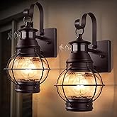 Lamomo 2-Pack Motion Sensor Outdoor Wall Lights – Aluminum Garage Exterior Light Fixtures, Anti-Rust Porch Lantern Set of 2, 