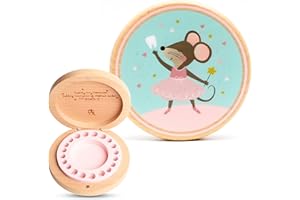 Little Shroomie Baby Tooth Keepsake Box – Wooden Beechwood Tooth Fairy Holder & Memory Capsule for First Tooth, Curl & Umbilical Cord – Unisex Boys & Girls Shower Gift Registry Must-Have (Pink)
