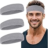 Sweatbands Sports Headband for Men and Women Terry Cloth Moisture Wicking Sports Sweatband for Basketball, Running, Working Out, Football, Cycling