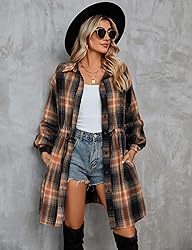 Blooming Jelly Womens Plaid Shirts Flannel Long