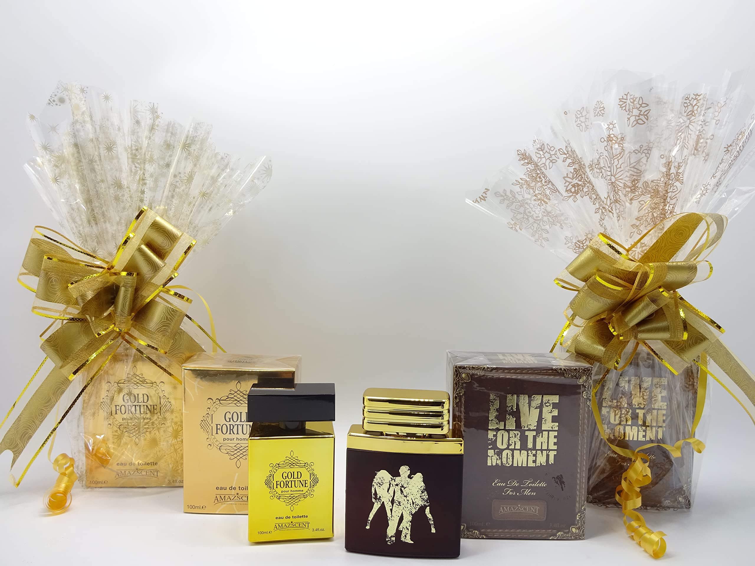 Glory Cosmetics Luxury Perfumes Gift Hampers for Men - Gold Fortune Pour Homme EDT, Live For The Moment EDT, Spicy, 100 ml, 2 Count