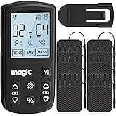 Tens Unit Muscle Stimulator Machine - Back Pain Relief Shoulder Recovery Physical Therapy Electronic EMS Massager Machine for Effective Shock Therapy, Black