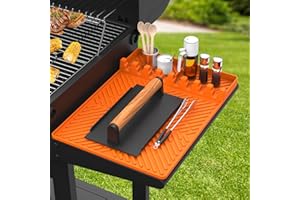 Silicone Griddle Tools Mat for Blackstone, Heat Resistant Spatula Mat, BBQ Grill Tool Rest,Cooking, Silicone Grill Pad,Orange
