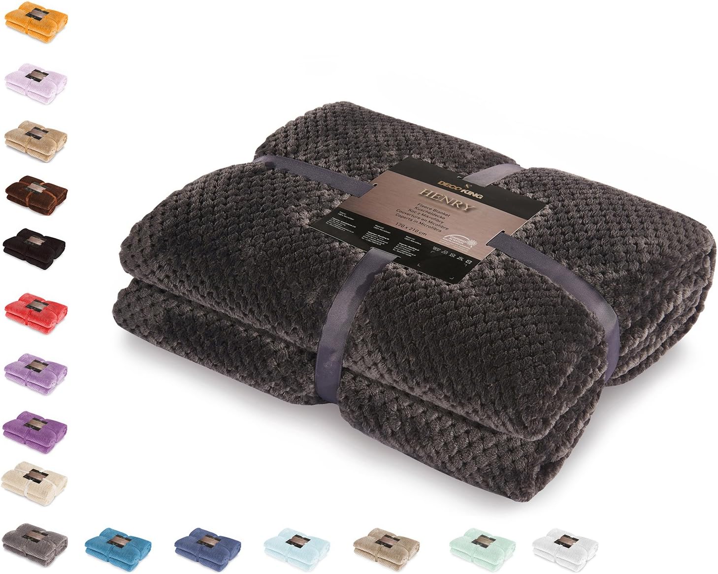 DecoKing Henry Cuddly Blanket, 70 x 150 cm Microfibre Blanket, Bedspread, Fleece, Soft, Cuddly Scandinavian Style