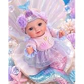 BABESIDE 15 Inch Mermaid Baby Doll Girl with Removable Set and Accessories | Realistic Soft Mermaid Toy, Cuddly Cloth Body, Poseable Limbs, Dress-Up Play, Birthday and Christmas Gift for Girls Ages 3+