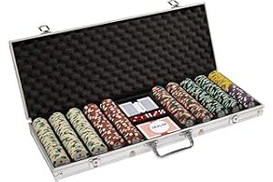 CLAYSMITH GAMING Showdown Poker Chips Set - 500 Heavyweight (13.5-Gram) Clay Composite Chips with Aluminum Case - Professional Casino Supplies, Kits, Holders, & Storage Container