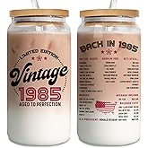 Vintage 1985 Glass Cup 40th Birthday Gifts Women - 40 Year Old Women Gift Ideas for Her Daughter, Wife, Sister - Fabulous Mug Present for Turning 40 Ladies - Female 40th Birthday Gift Ideas