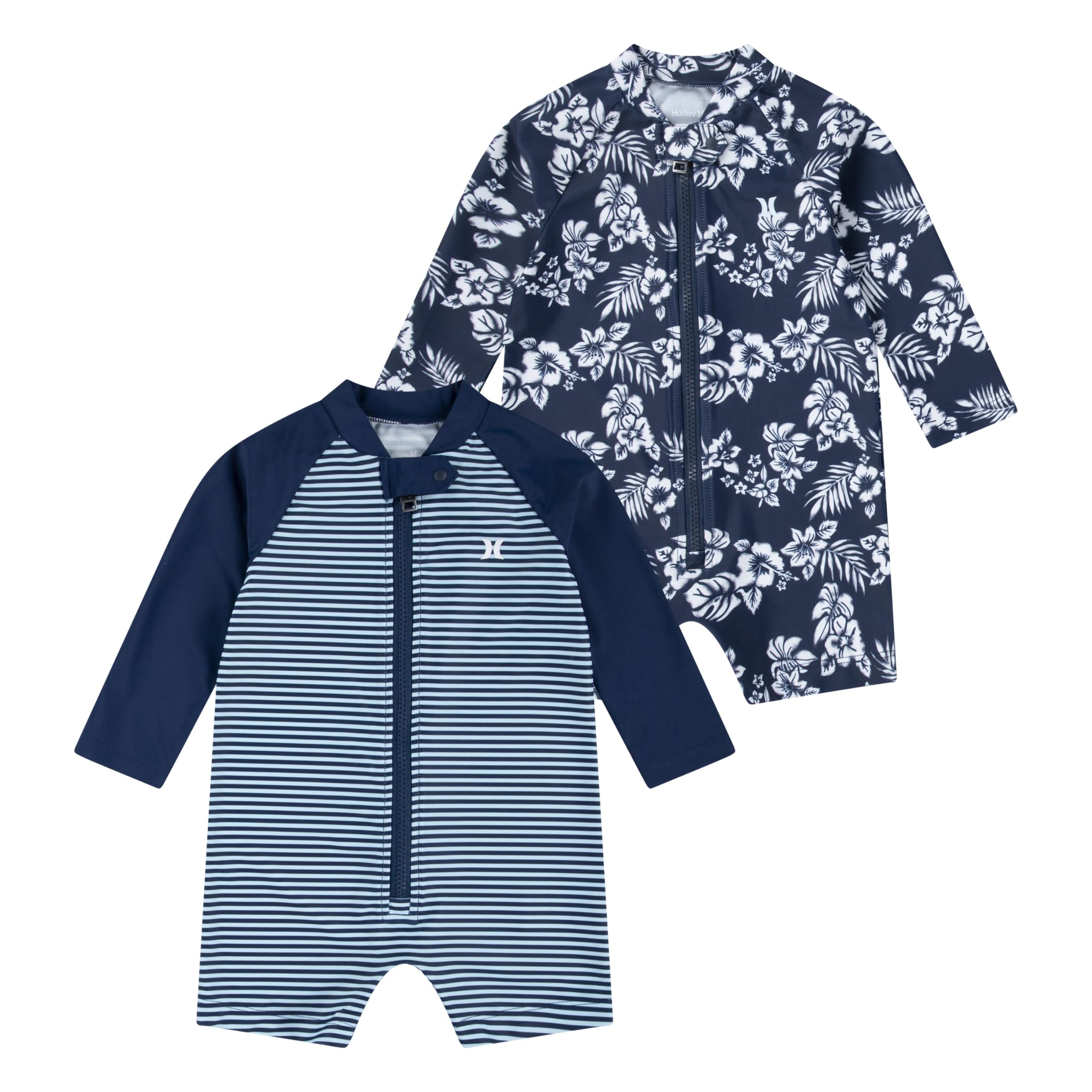 Photo 1 of Hurley Unisex Baby 2-Pack Long Sleeve Rash Guard Coverall, Midnight Blue