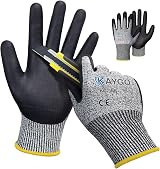KAYGO Cut Resistant Gloves 2 Pairs Level C Nitrile Coated Grey L