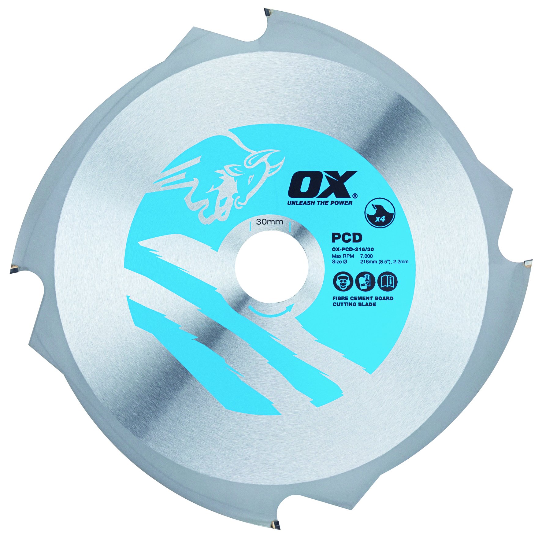 OX Fibre Cement Cutting Blade - 4 Teeth - 216/30mm — image 1