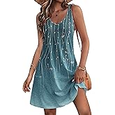 HOTOUCH Women's Casual Sundress with Pockets Summer Beach Dress Floral T-Shirts Dress V Neck Loose Tank Dresses