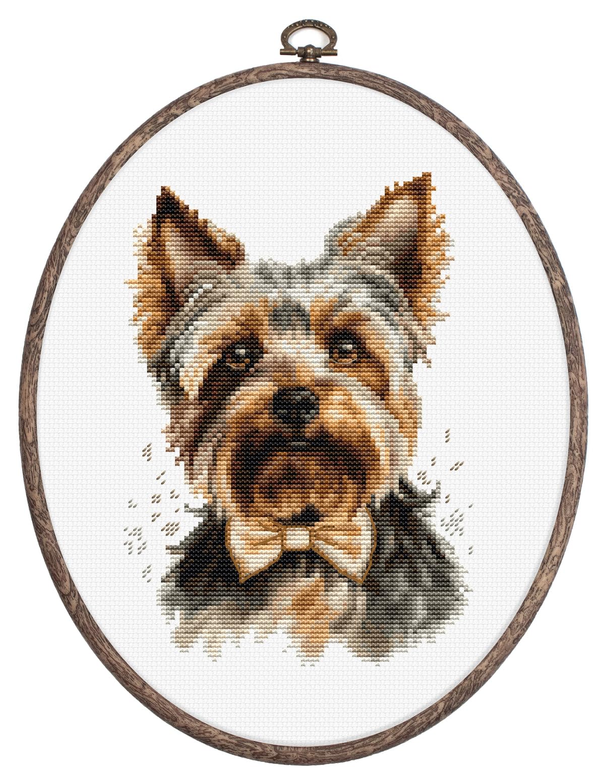 Luca-S Cross Stitch Kit with Hoop Included The Yorkshire Terrier, BC228, Counted Cross Stitch Kit for Adults, Needlecraft and Embroidery Kit