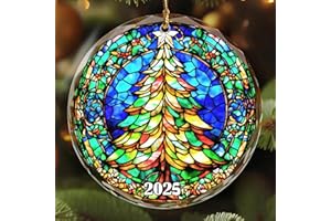 Christmas Ornaments 2025 - Dated Crystal Stained Glass-Look Tree Decorations