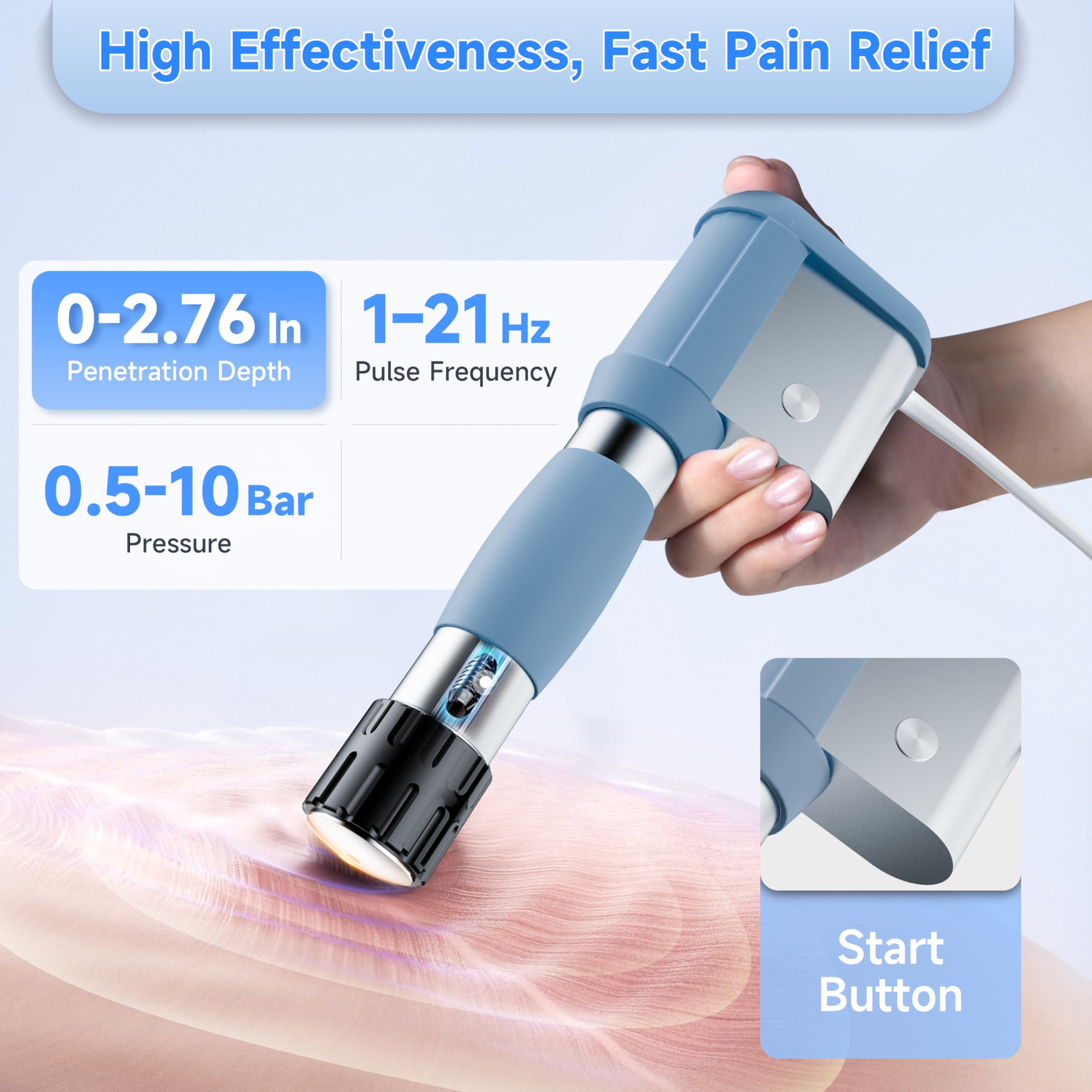 2025 New Shockwave Therapy Machine for Joint & Muscle Pain Relief, Focused Shockwave Therapy, Non-Invasive Extracorporeal ESWT Shock Wave Therapy Device, Safe Use, Ideal for Home & Clinical Use(White)