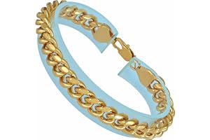 LIFETIME JEWELRY 9mm Miami Curb Cuban Link Chain Bracelet 24k Real Gold Plated